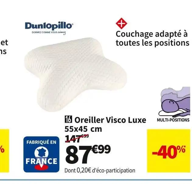 DUNLOPILLO OREILLER VISCO LUXE 55X45 CM