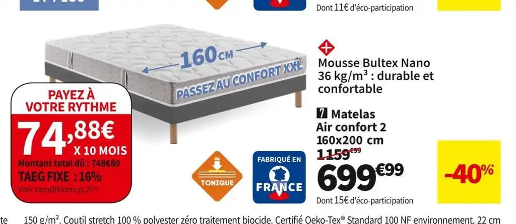 BULTEX MATELAS MOUSSE AIR CONFORT 2