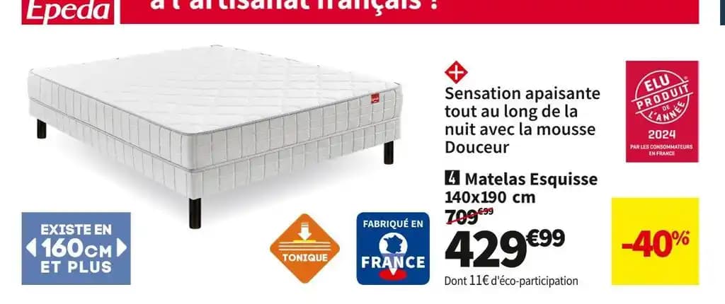 Epeda MATELAS RESSORTS ENSACHÉS ESQUISSE