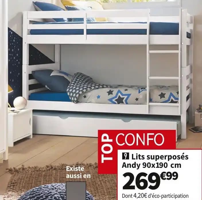 Lits superposés 90x190 cm