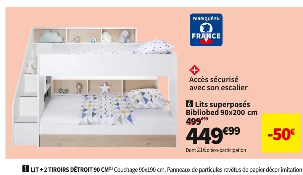 BIBLIOBED LITS SUPERPOSÉS 90X200 CM