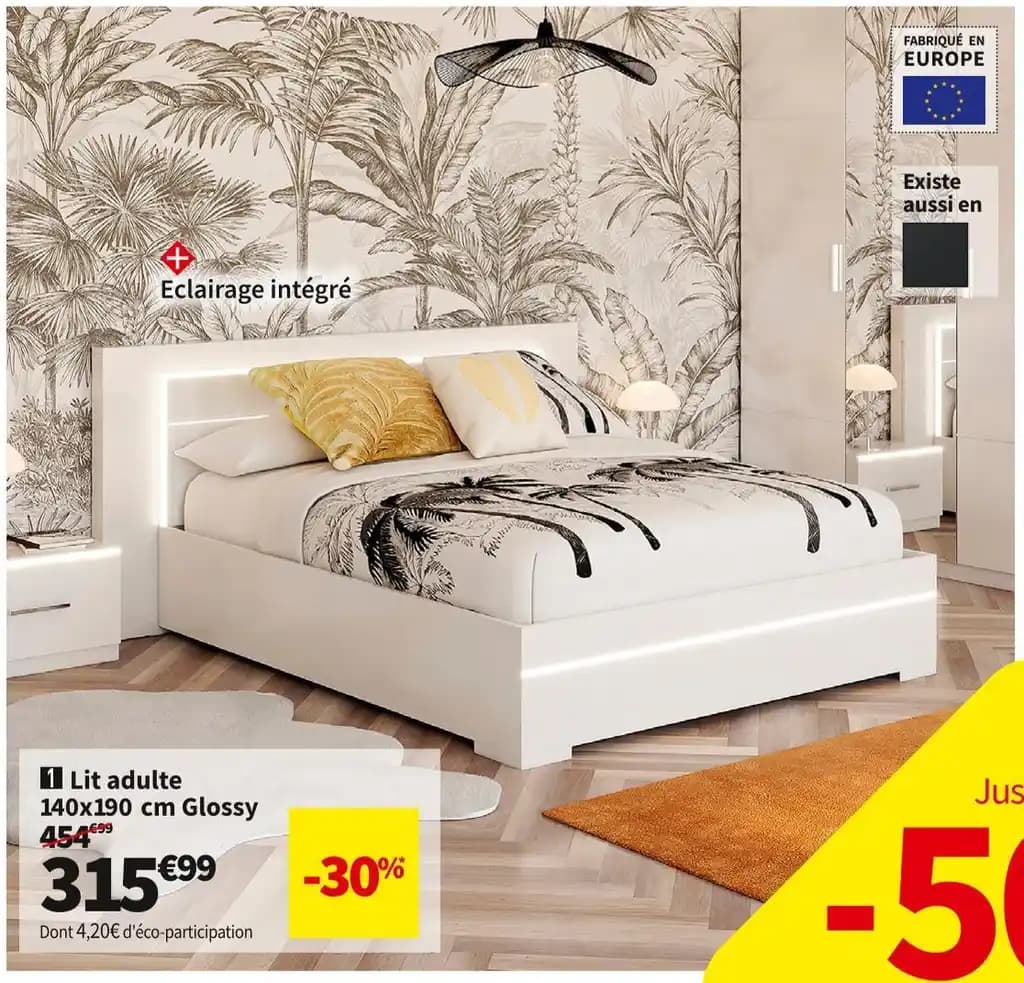 Lit adulte 140x190 cm GLOSSY