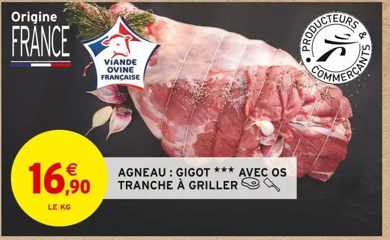 AGNEAU : GIGOT AVEC OS TRANCHE À GRILLER