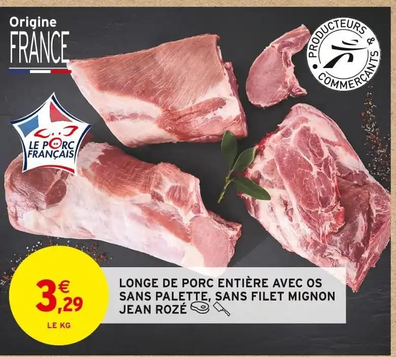 JEAN ROZÉ LONGE DE PORC ENTIÈRE AVEC OS SANS PALETTE, SANS FILET MIGNON