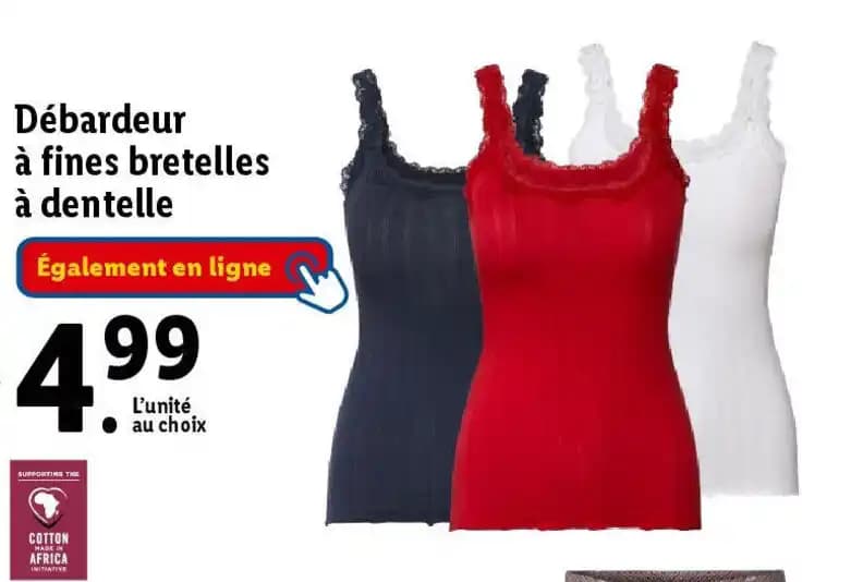 Débardeur à fines bretelles à dentelle