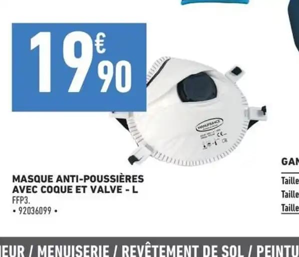 MASQUE ANTI-POUSSIÈRES AVEC COQUE ET VALVE - L