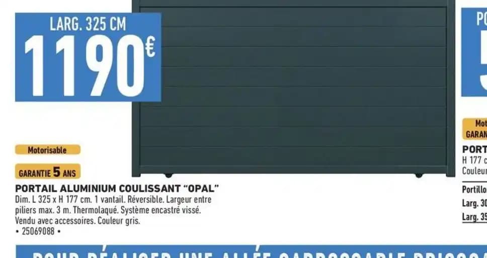 PORTAIL ALUMINIUM COULISSANT "OPAL