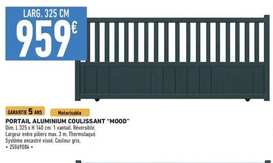 PORTAIL ALUMINIUM COULISSANT "MOOD"
