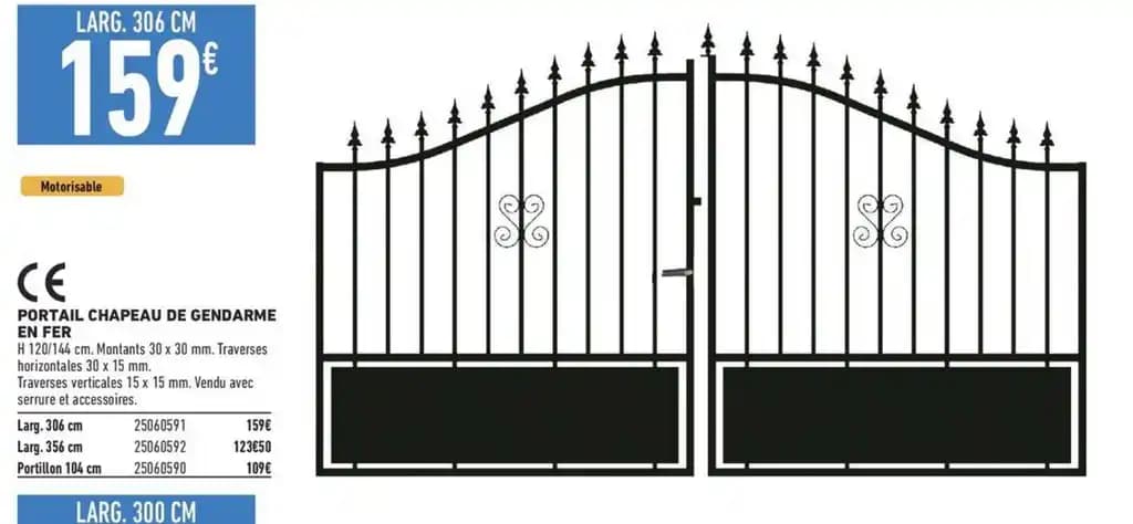 PORTAIL CHAPEAU DE GENDARME EN FER