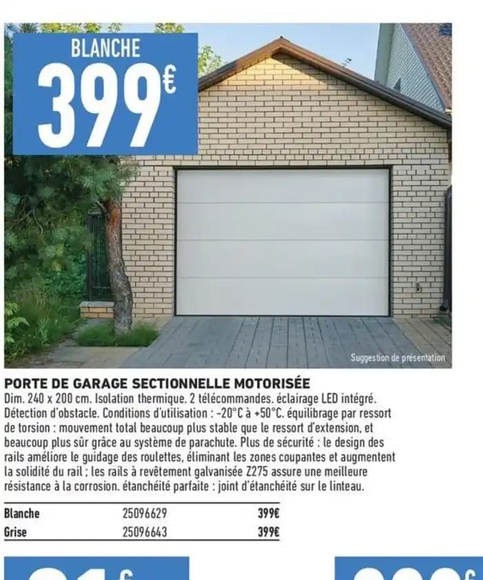 PORTE DE GARAGE SECTIONNELLE MOTORISÉE