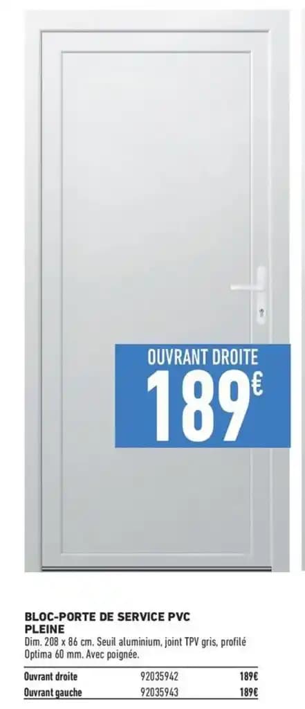 BLOC-PORTE DE SERVICE PVC