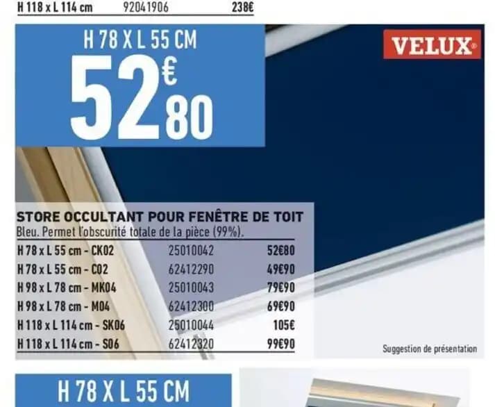 STORE OCCULTANT POUR FENÊTRE DE TOIT