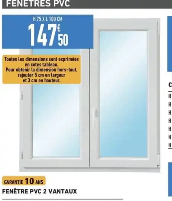 FENÊTRE PVC 2 VANTAUX