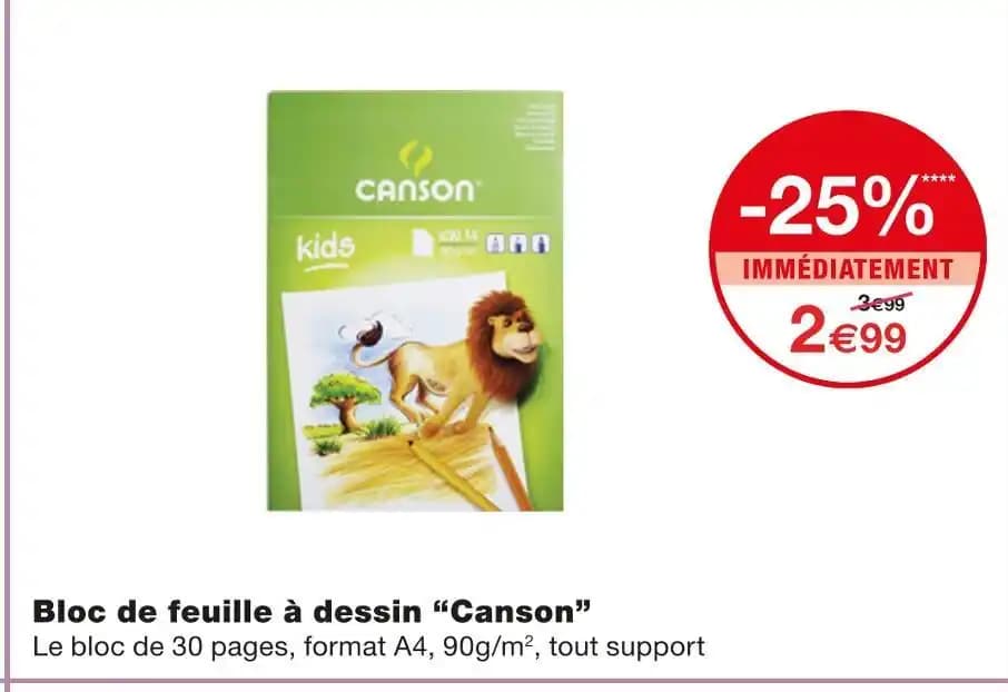 Canson Bloc de feuille à dessin