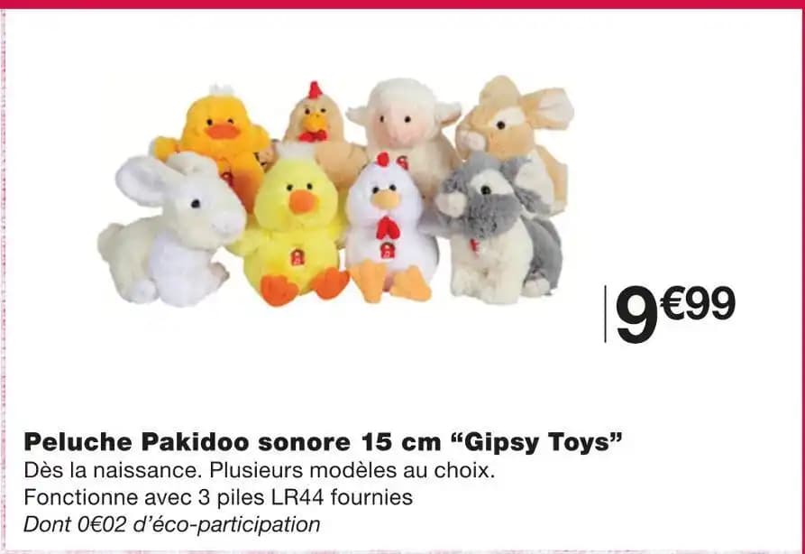 Gipsy Toys Peluche Pakidoo sonore 15 cm