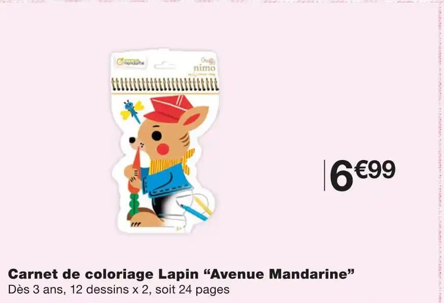 Avenue Mandarine Carnet de coloriage Lapin