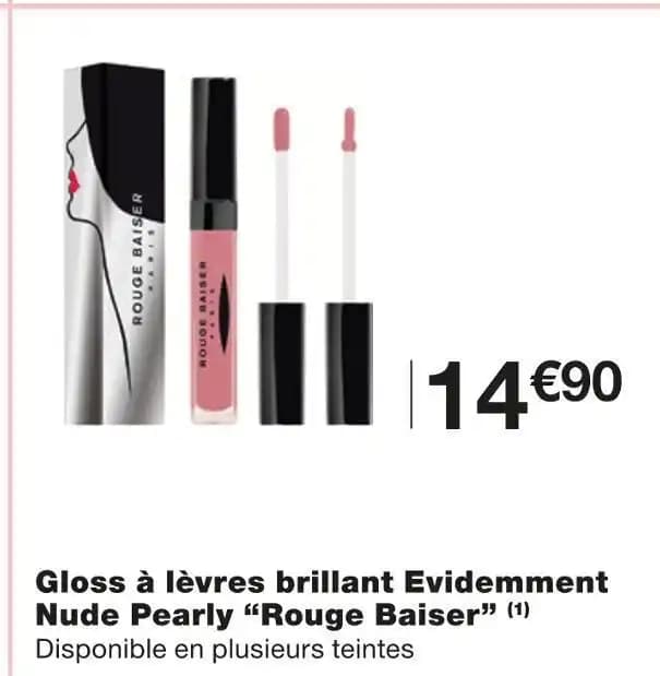 Gloss à lèvres brillant Evidemment Nude Pearly Rouge Baiser