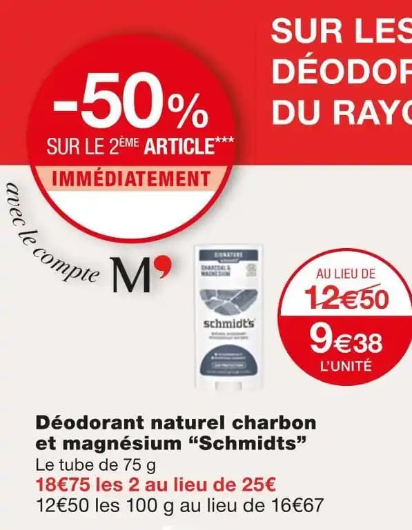 Schmidts Déodorant naturel charbon et magnésium