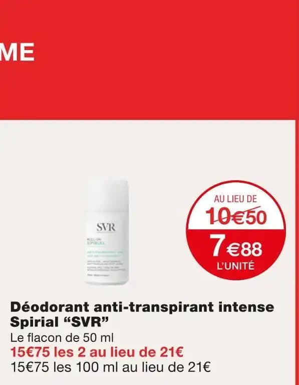 SVR Déodorant anti-transpirant intense Spirial