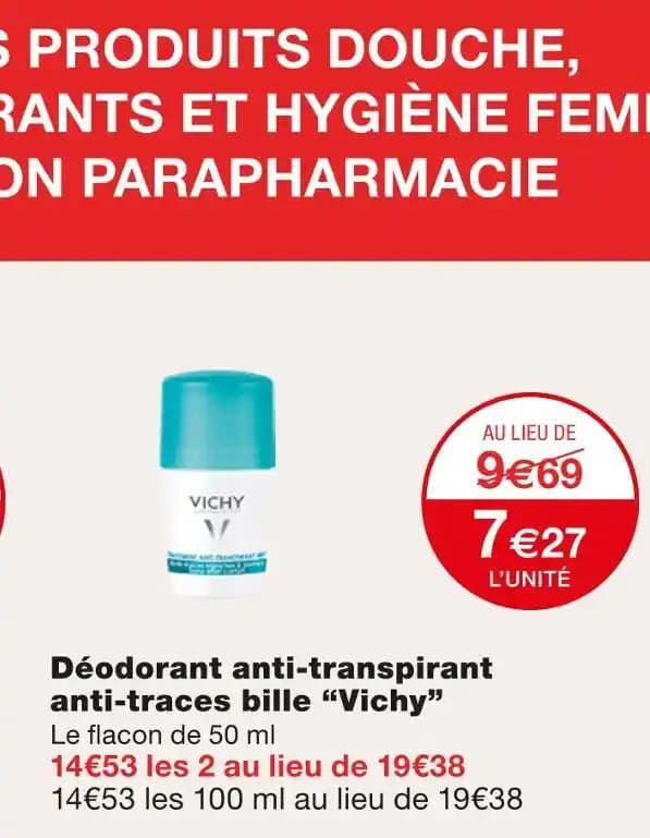 Vichy Déodorant anti-transpirant anti-traces bille