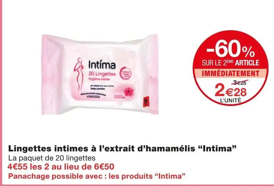 Intima Lingettes intimes à l’extrait d’hamamélis