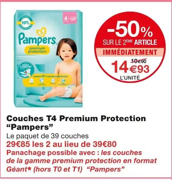 Pampers Couches T4 Premium Protection