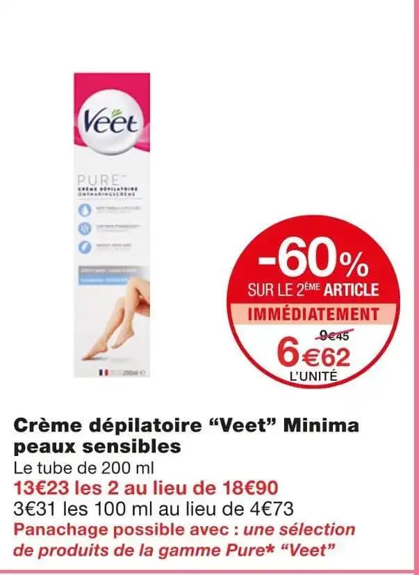 Veet Crème dépilatoire Minima peaux sensibles