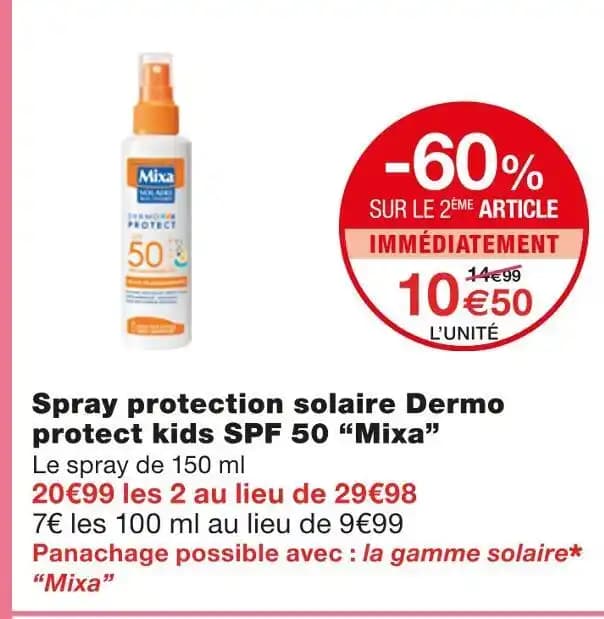 Mixa Spray protection solaire Dermo protect kids SPF 50