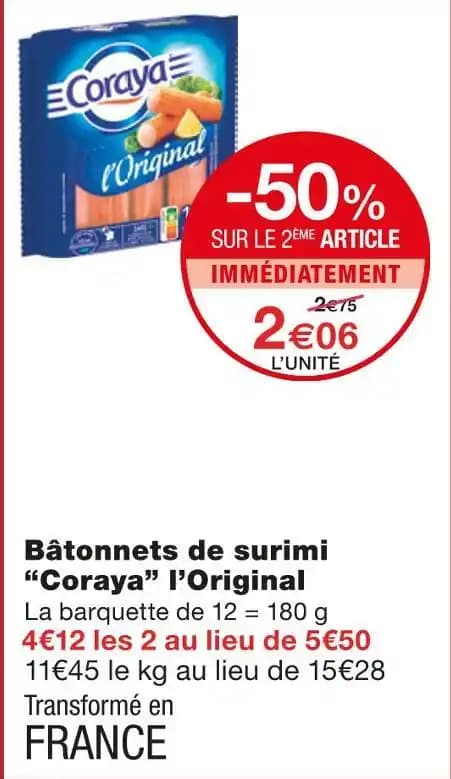 Coraya Bâtonnets de surimi l’Originall