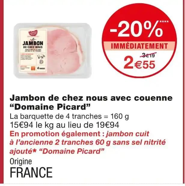 Domaine Picard Jambon de chez nous avec couenne