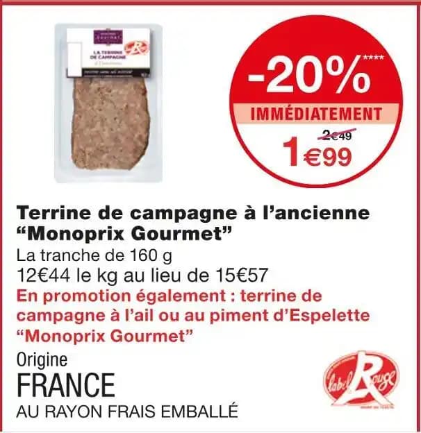 Monoprix Gourmet Terrine de campagne à l’ancienne