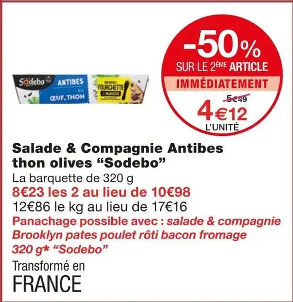 Sodebo Salade & Compagnie Antibes thon olives