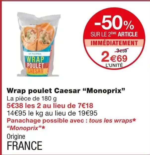 Monoprix Wrap poulet Caesar