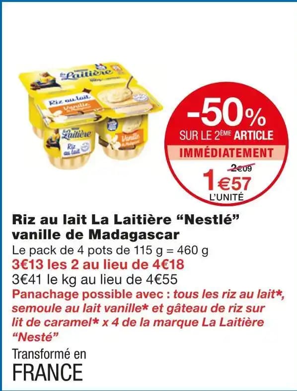 Nestlé Riz au lait La Laitière vanille de Madagascar
