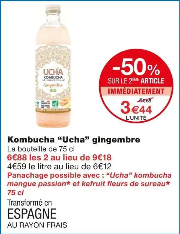 Ucha Kombucha gingembre