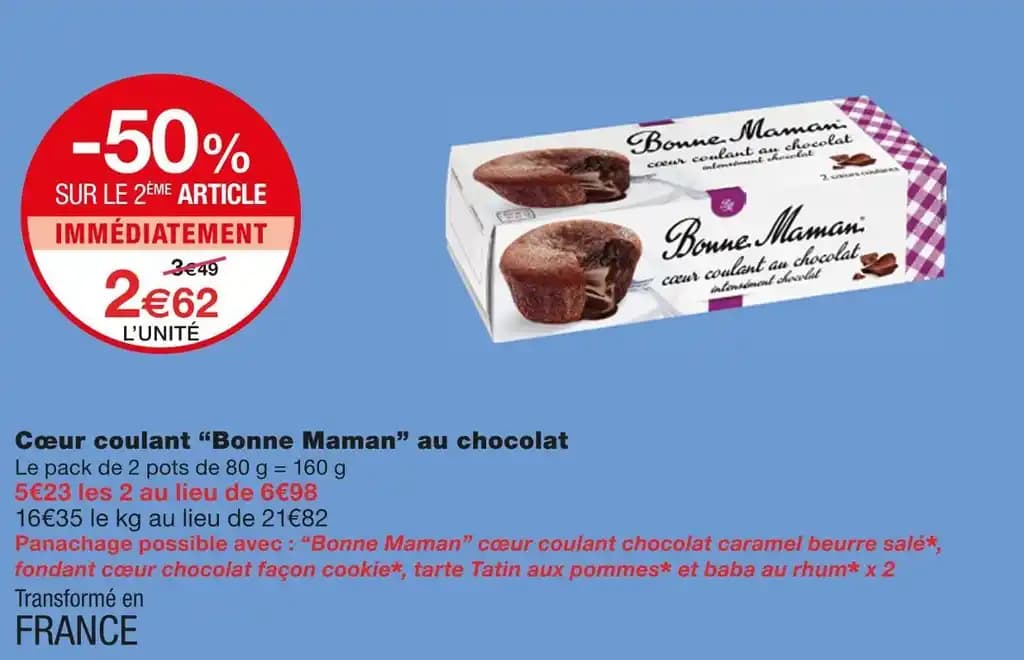 Bonne Maman Cœur coulant au chocolat