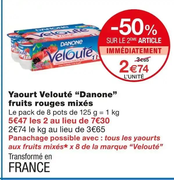 Danone Yaourt Velouté fruits rouges mixés