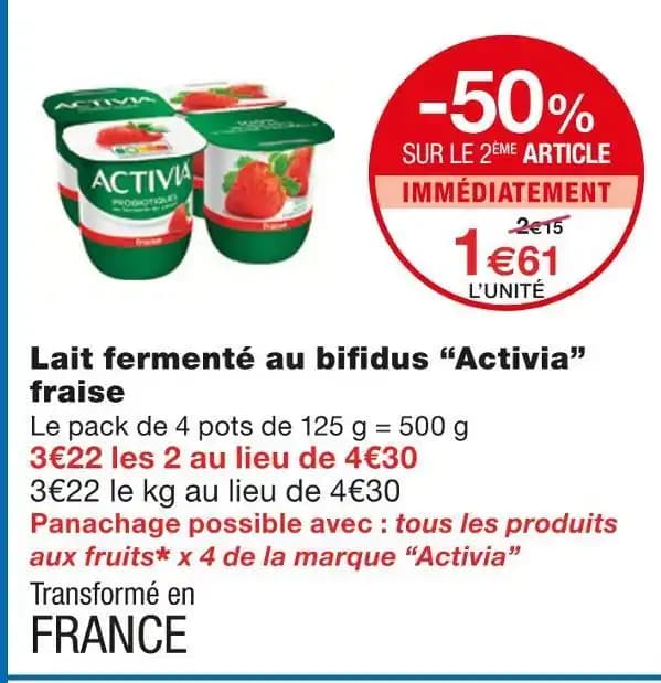 Activia Lait fermenté au bifidus fraise