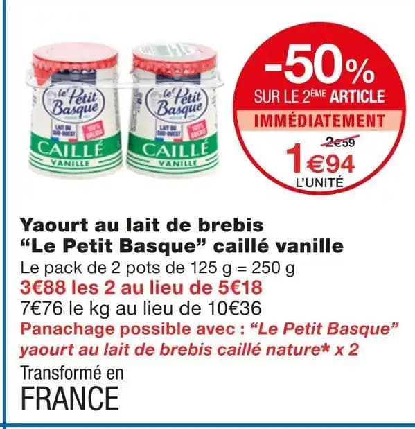 Le Petit Basque Yaourt au lait de brebis caillé vanille