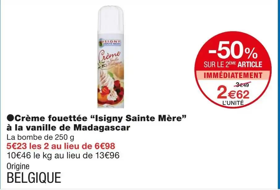 Isigny Sainte Mère Crème fouettée à la vanille de Madagascar