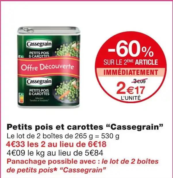 Cassegrain Petits pois et carottes