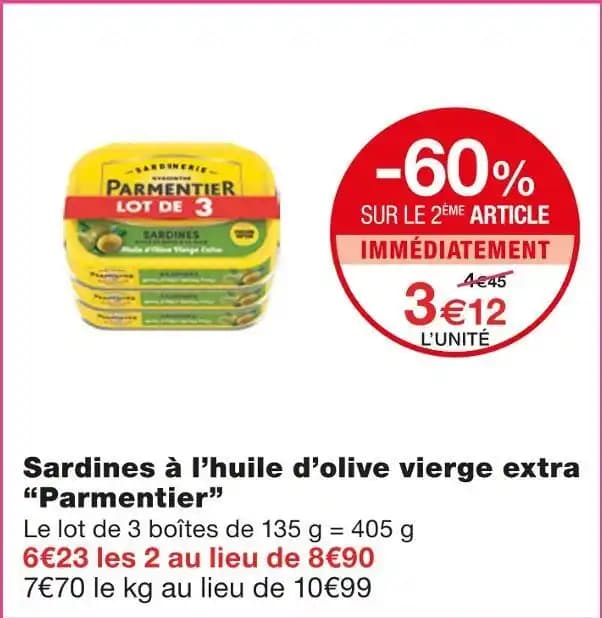 Parmentier Sardines à l’huile d’olive vierge extra