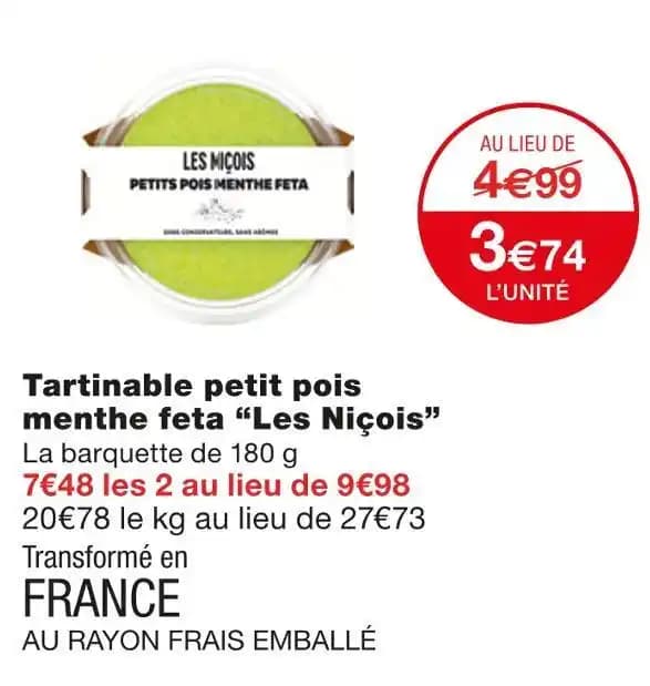Les Niçois Tartinable petit pois menthe feta