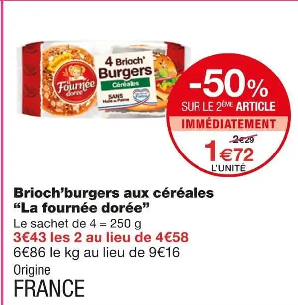 La fournée dorée Brioch’burgers aux céréales