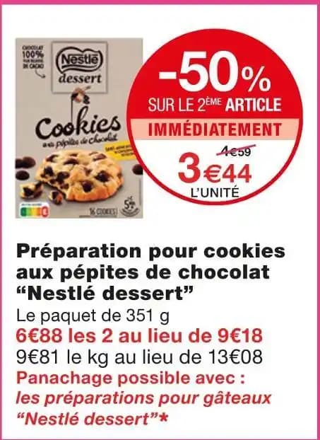 Nestlé dessert Préparation pour cookies aux pépites de chocolat