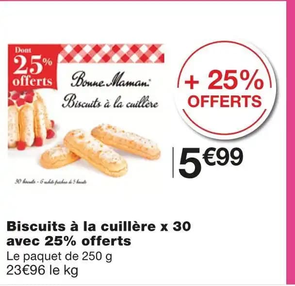 Bonne Maman Biscuits à la cuillère x 30 avec 25% offerts