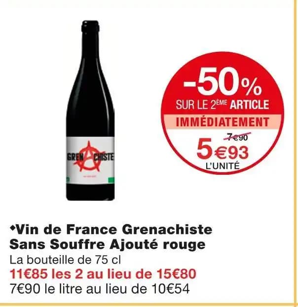 Vin de France Grenachiste Sans Souffre Ajouté rouge