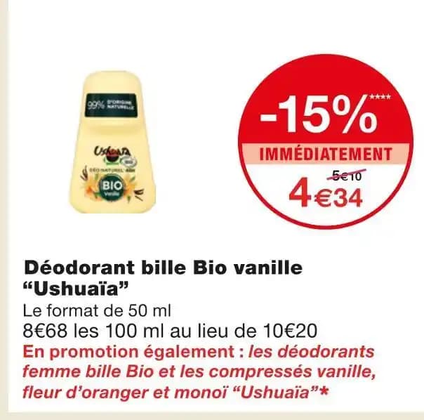 Ushuaïa Déodorant bille Bio vanille