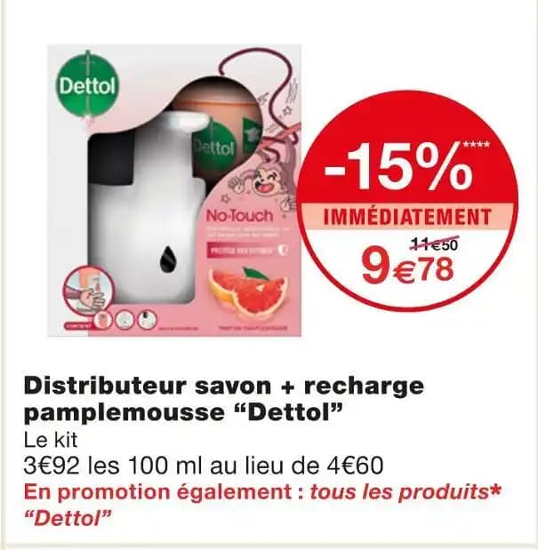 Dettol Distributeur savon + recharge pamplemousse