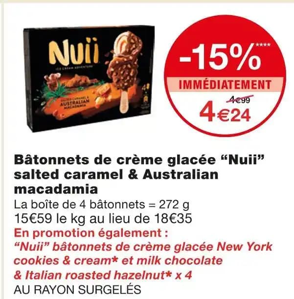 Nuii Bâtonnets de crème glacée salted caramel & Australian macadamia